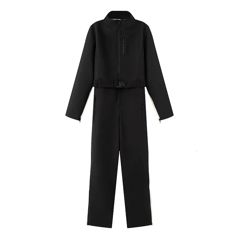 Womens Elegant Skateboard Onepiece Fleece Ski Bodysuit Female Long Sleeve Waterproof Windproof Patchwork Skiing Jumpsuits 251027