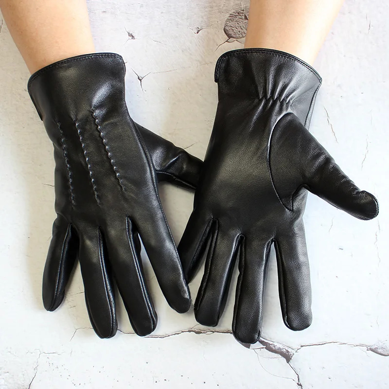 Summer Driving Sheepskin Gloves Mens Thin Touch Screen Leather Unlined Fashionable and Simple Motorcycle Riding 251013