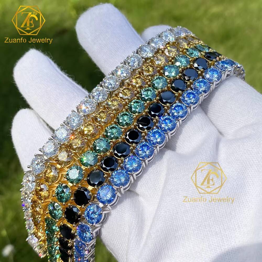 Yellow Blue Green Black Color Moissanite Tennis Bracelet with Gra Wholesale Friendship Tennis Diamond Bracelet Real S925 SilverDesigner style