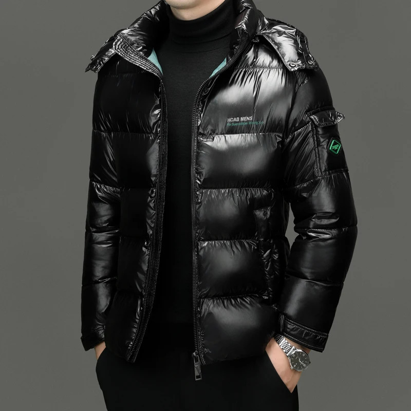 Winter Men Down Jacket Fashion Glossy Waterproof Short Down Jacket High Quality Male Lightweight Snowski White Duck Down Parka 251028