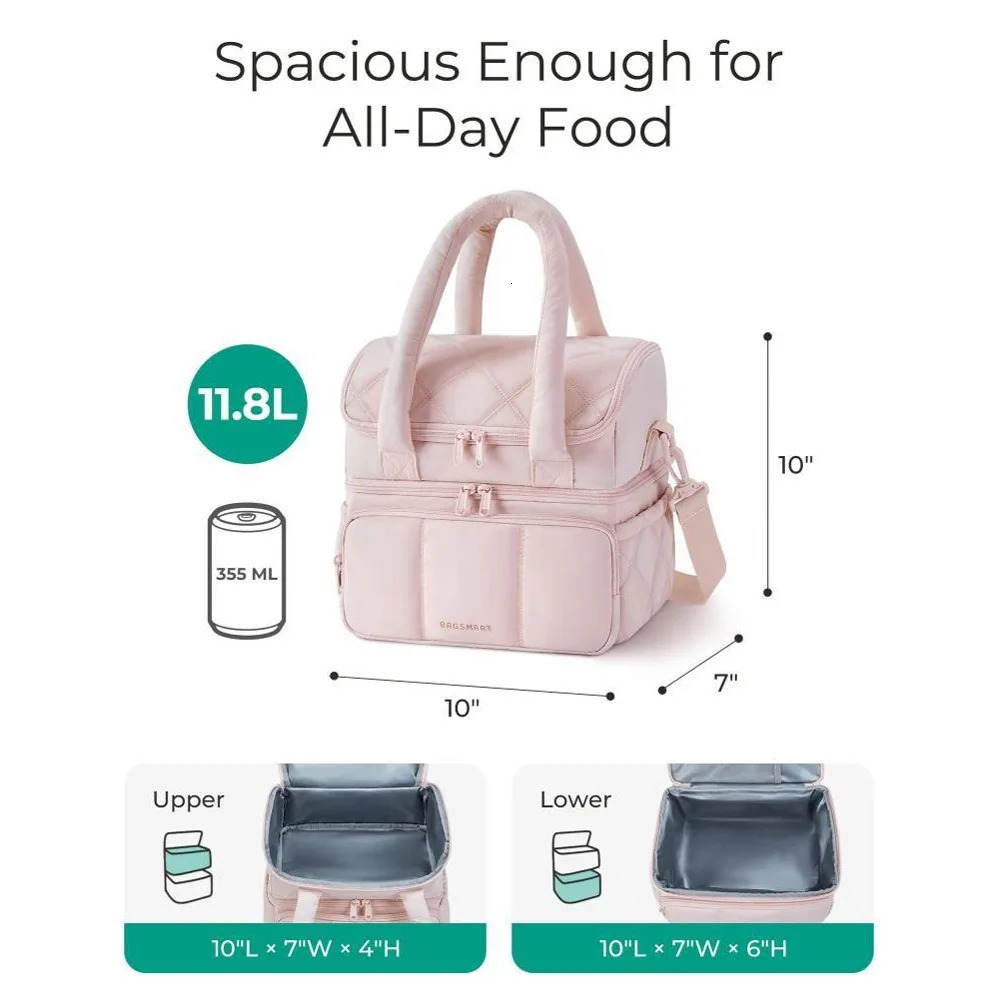 Multifunctional Double Layers Tote Cooler Lunch Bags for Women Large Capacity Travel Picnic Lunch Box With Shoulder Strap 251029