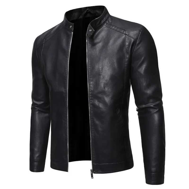 Coat Mens Black Leather Jacket Spring Autumn Motorcycle Coat Mens Moto Biker Leather Fashion Korean Slim Fit Pu Leather JacketT251029