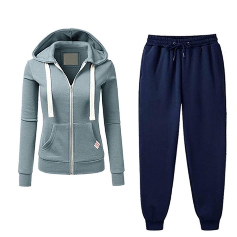 AutumnWinter Womens Korean Solid Color Zipper Hoodie Set Fashion Sportswear Top Drawstring Pocket Loose Casual Wear 251022