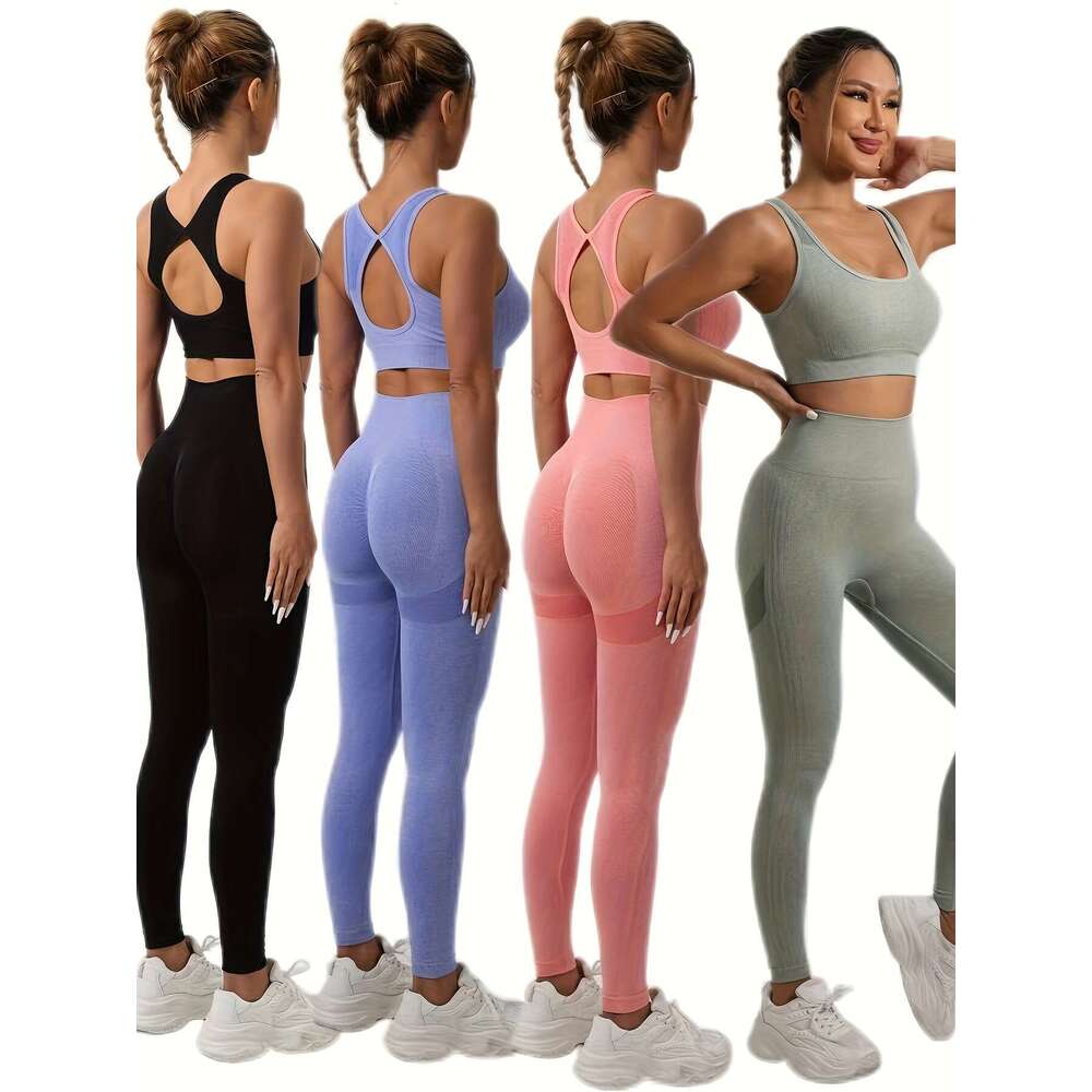 4pcs Sports Tank Top and Yoga Pants Set