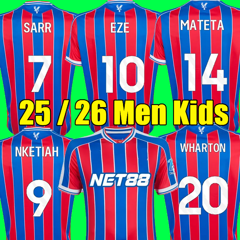 YEREMY 25 26 CPFC PaLaCes Soccer Jerseys Crystals SARR LERMA MATETA DOUCOURE KAMADA WHARTON MUNOZ NKETIAH GUEHI top kit Football shirt men kids sets uniforms