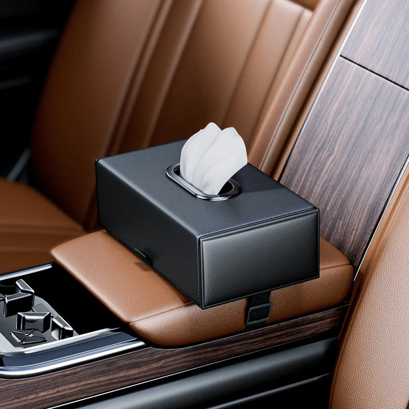 Car Armrest Tissue Box Leather Auto Seat Back Hanging Tissue Box Holder Paper Drawer Storage Case Car Sunroof Napkin Organizer 251029