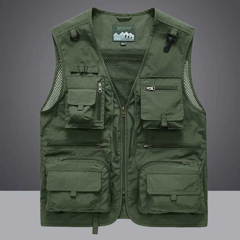 7XL 4 Pockets Summer New Men US Tactical Hiking Fishing Vest Man Photographer Waistcoat Mesh Cargo Sleeveless Jacket Tool Vest W251029