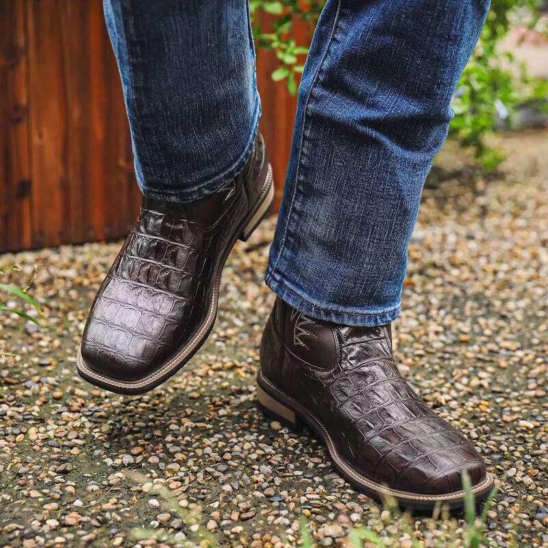 Retro wide toe Western cowboy high-quality Men's Male shoes adult embroidery Mid-Calf boots Knight Cowboy Boots 2025