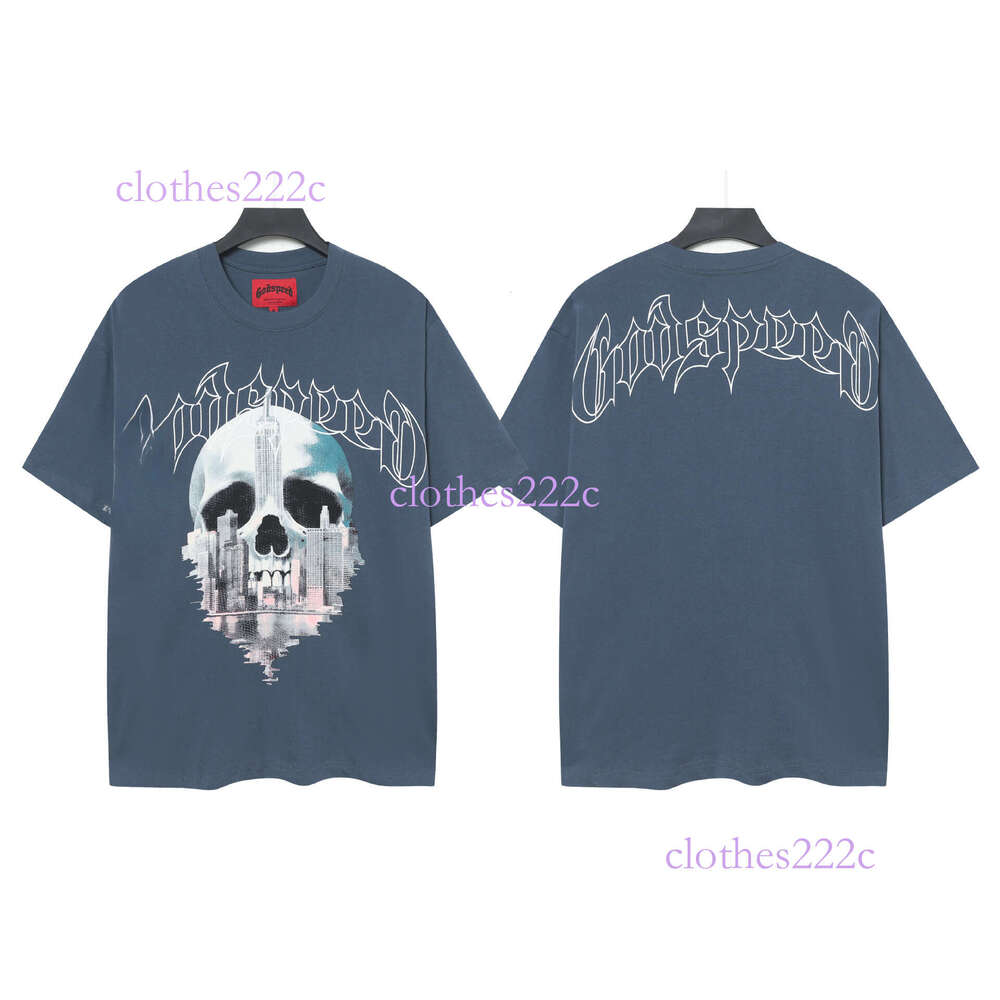 New High-End Printed Cotton Men's T-Shirt American Style Trendy Brand Short Sleeve Summer