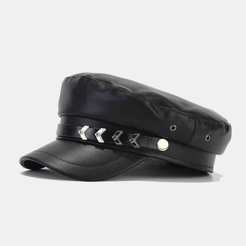 Fashion PU Leather Beret Vintage England Flat sboy Caps Outdoor Casual Army Cap 251013