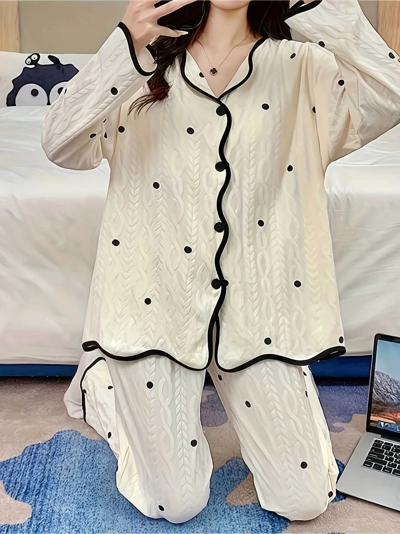 HighAesthetic Womens Pajama Set for Spring Autumn Long Sleeve Long Dress Premium Minimalist LazyStyle LoungewearT251029