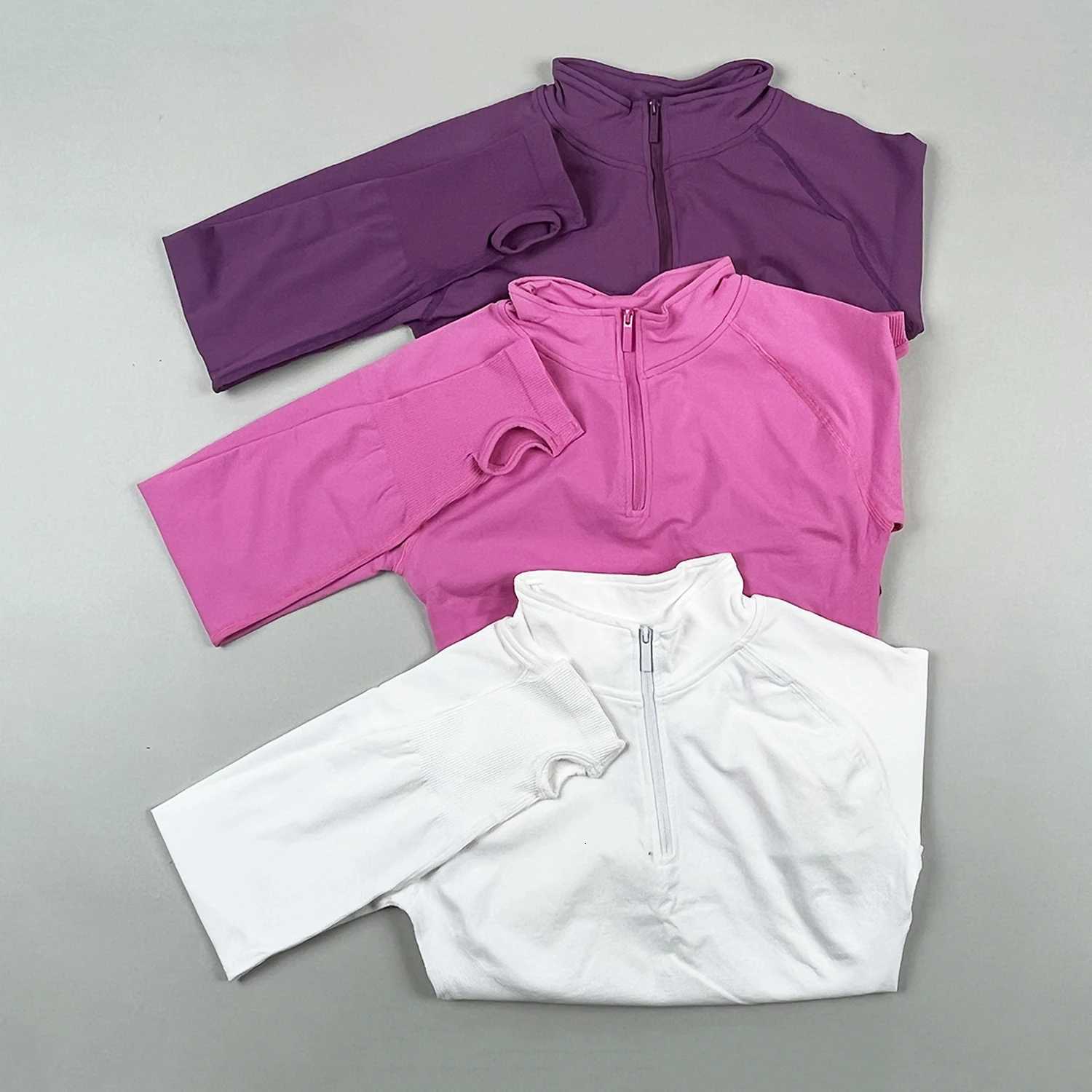 Womens Impact Half Zippy Long Sleeve Gym Top Yoga Pilates Seamless Sports Jacket Fitness Running Workout ClothingXJ251029