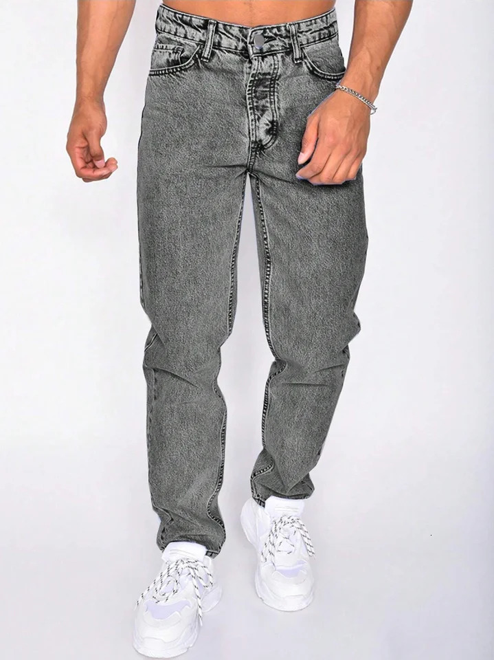 Loose gray mens jeans warm enough for autumn and winter easily handling seasonal temperature changes versatile and practica 251029