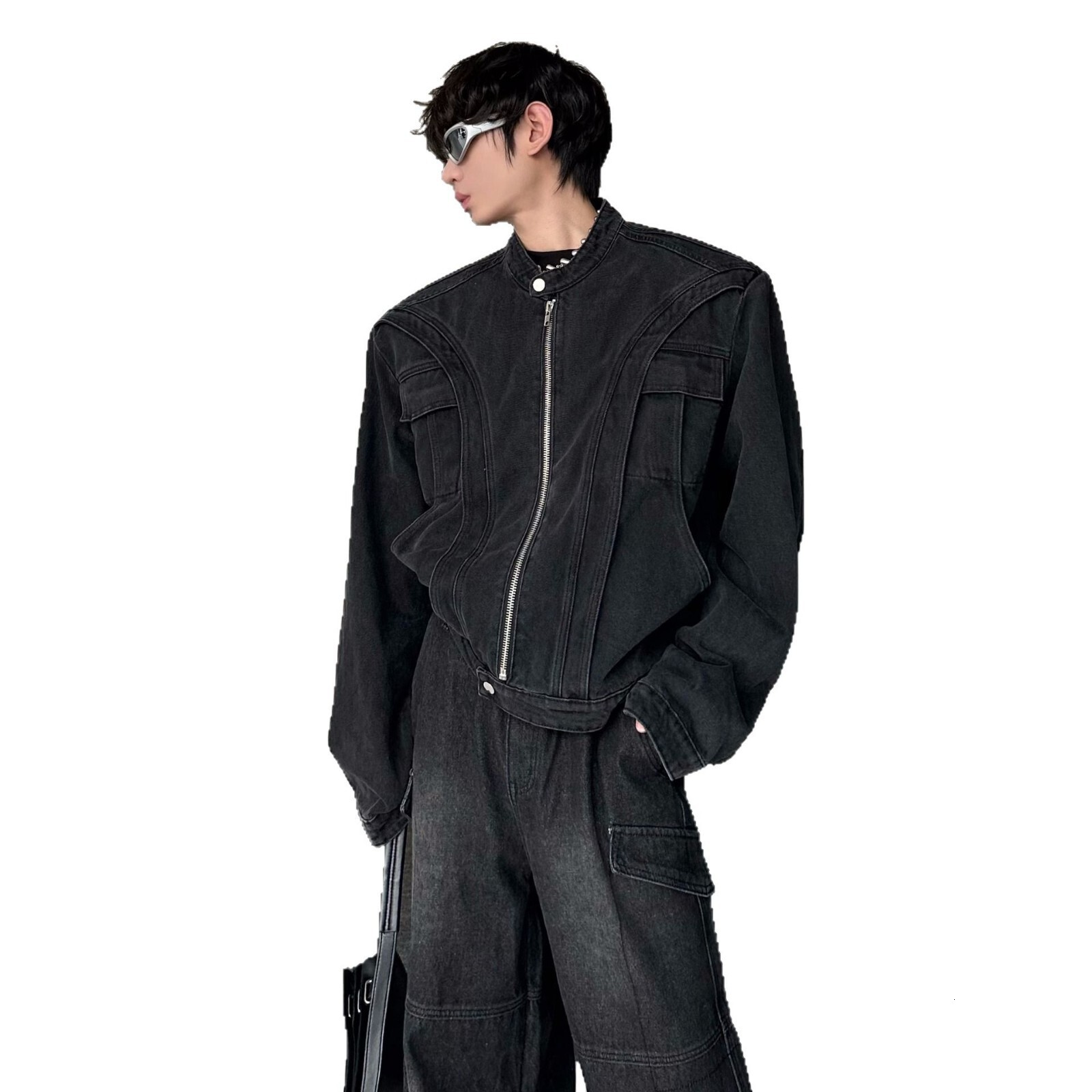 2025 New American Style Short Designer Jacket Denim Jacket For Men, High-end Cool Niche Designer Men's Clothing With Shoulder Pads Denim Jacket