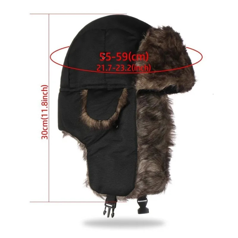 Mens Warm Soldier Hat Winter Pilot Patrolman Earmuffs Polyester Fiber Warm Russian Ski Hat Windproof Cold Pilot Hats 251029