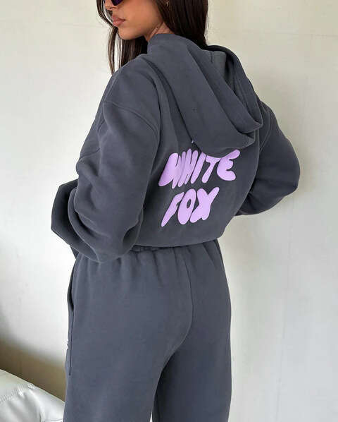 White Foxliness Designer women tracksuits two pieces sets sweatsuit autumn female hoodies hoody pants with sweatshirt ladies loosejumpers woman e0