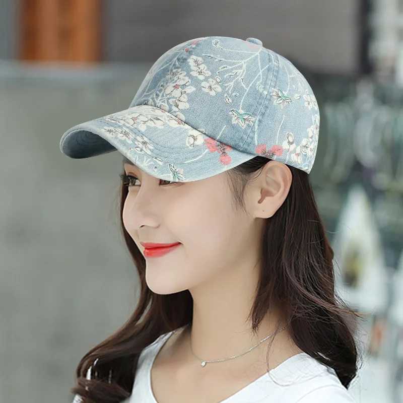 Boho Tropical Print Baseball Cap Women Outdoor Washed Denim Cap Female Fashion Visor Bohemian Jeans Men Sport Street Sun HatsW251029