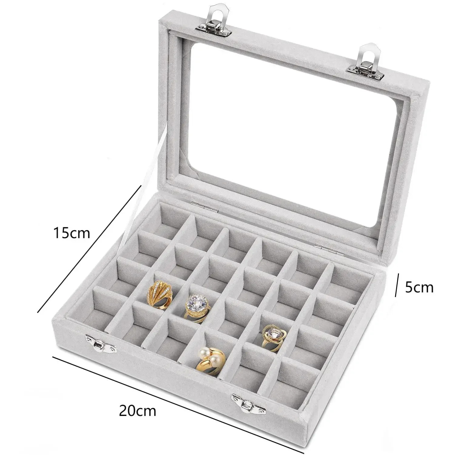 Jewelry Storage Box Earring Ring Necklace Display Classification Dustproof Transparent Flip Lid 251013