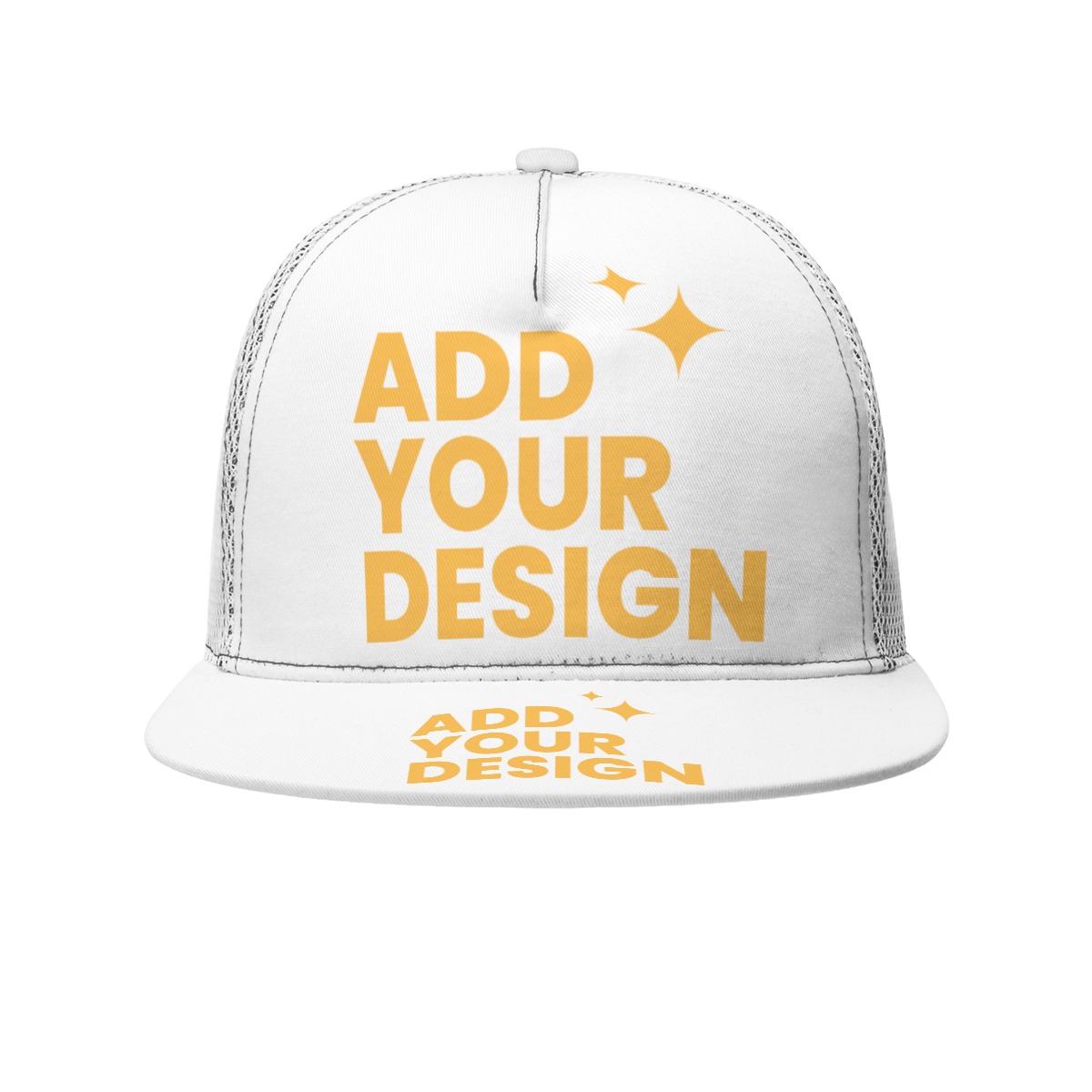 All-Over Print Flat Brim Mesh Cap with Black Buckle | Adjustable Unisex Baseball Hat | 100% Polyester Lightweight Design | Includes Box