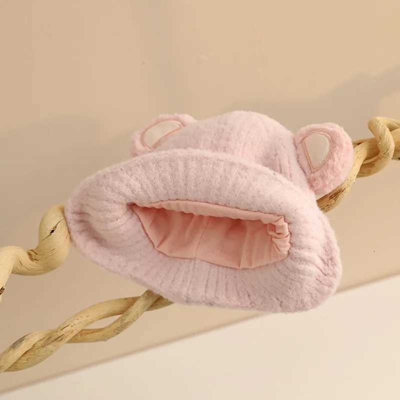 New Kids Bear Ear Hat Fluffy Fleece Lined Winter Knit Hat Ear Flaps Cute Cartoon Animal Warm Cap for Baby Boys Girls Toddler251028