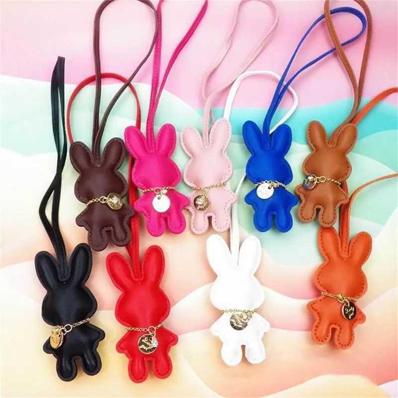 Elegant Rabbit Keychain Pendant Artificial Leather Bunnys Keyring Ornament Versatile Animal Bag Charm AccessoryW251029