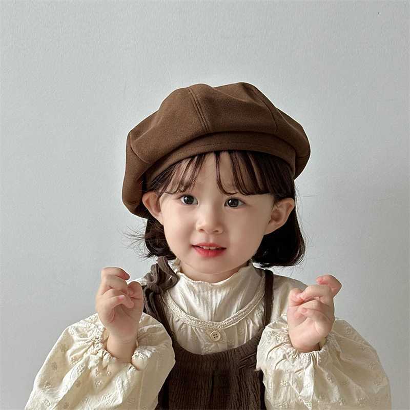 Autumn Children Beret Japanese Girl Octagonal Hat Solid Color Fashion Kids Pumpkin Hats Baby Artist Painter Cap 15year Toddler251028