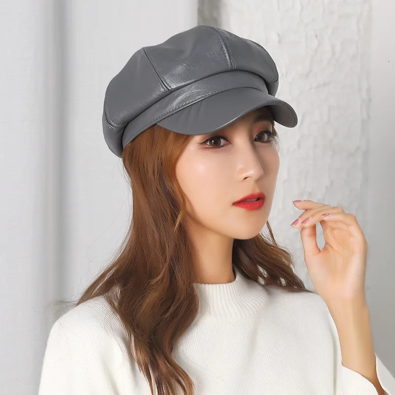 Women PU Leather Berets Cap Hat Black Red Outdoor Adjustable Female Autumn Winter Casual Lady Cap Hat For Women 251029
