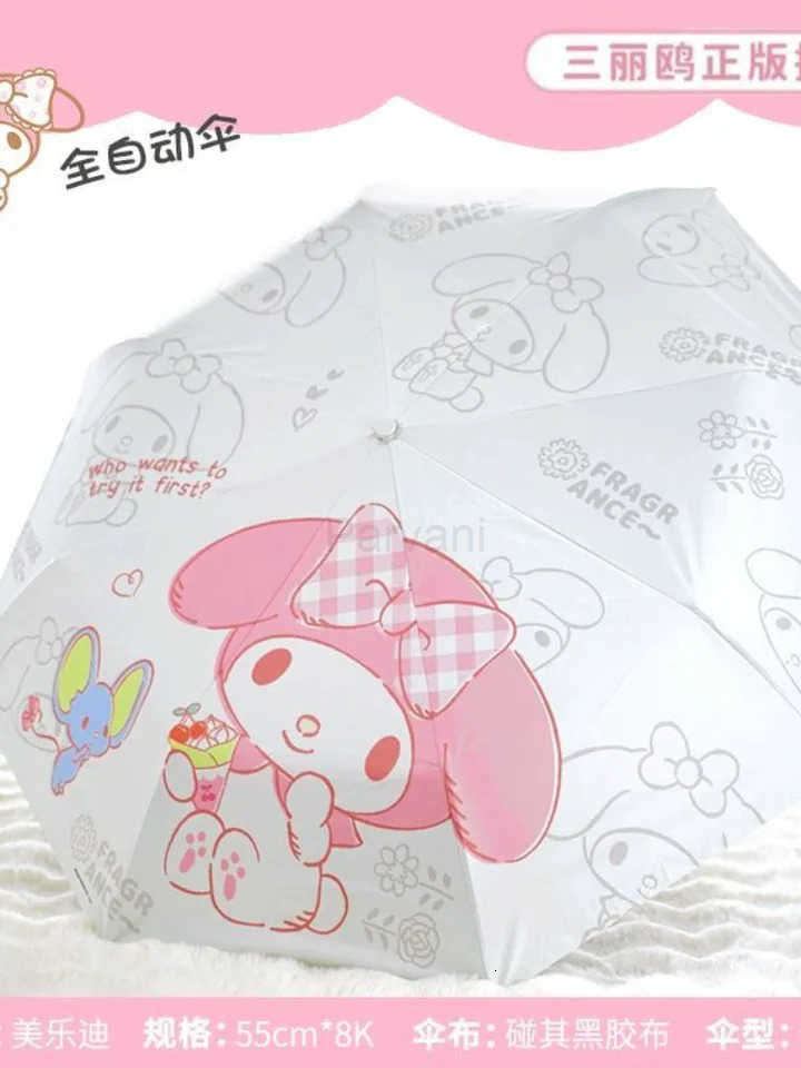 Sanrio Kawaii Sanrio Hello Kitty Umbrella Automatic Folding Umbrella Ins Good Looks Girl Sun Umbrella Sun Protection Sunshade Portable L251029