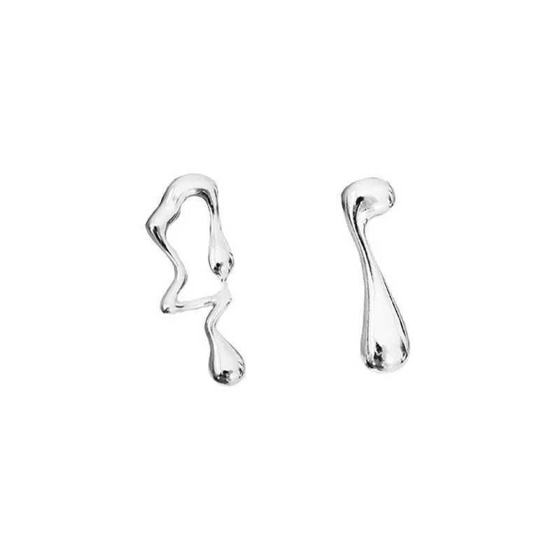 VENTFILLE 925 Sterling Silver Asymmetric Lava Earrings Womens Premium Hip Hop Earrings Niche Light Luxury PersonalityW251029