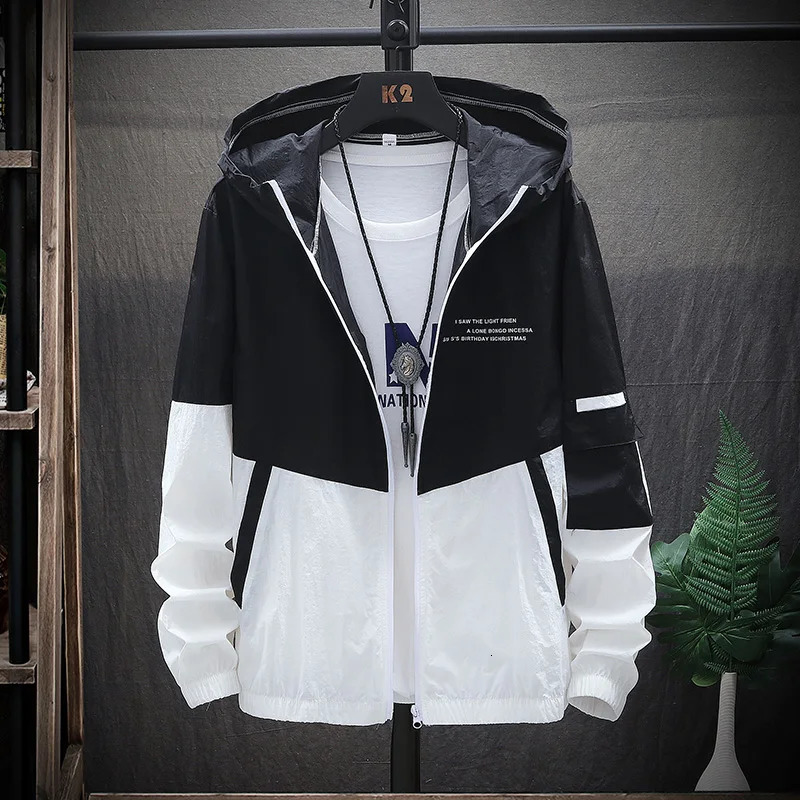Summer Mens Sun Protection Shirt Thin Quick Drying Hood Windproof Jacket Breathable Letter Print Casual and Versatile Cardigan 251029