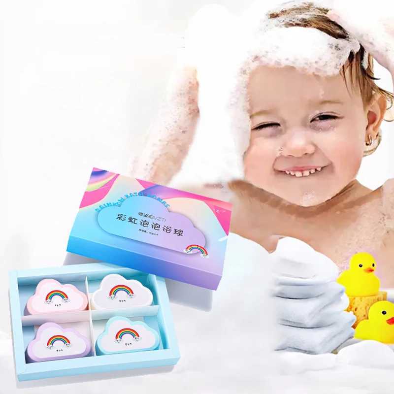 Rainbow cloud bath aromatherapy ball childrens bath cleaning bathtub bath essential oil 45g bubble bombs 4pack L251029