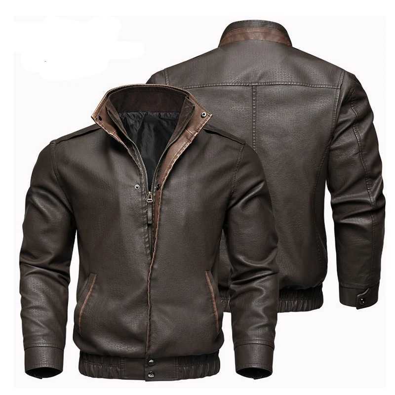 Spring Autumn Mens PU Leather Jackets Fashion Man Retro Windbreaker Motorcycle Coats Man Business Zipper Leather Jacket ClothingT251029