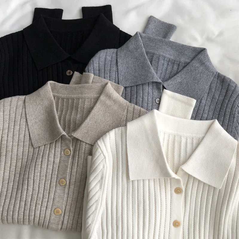 Lucyever High Quality Knit Cardigan Women Korean Fashion Turndown Collar Buttons Up Sweaters Solid Casual Long Sleeve KnitwearT251028