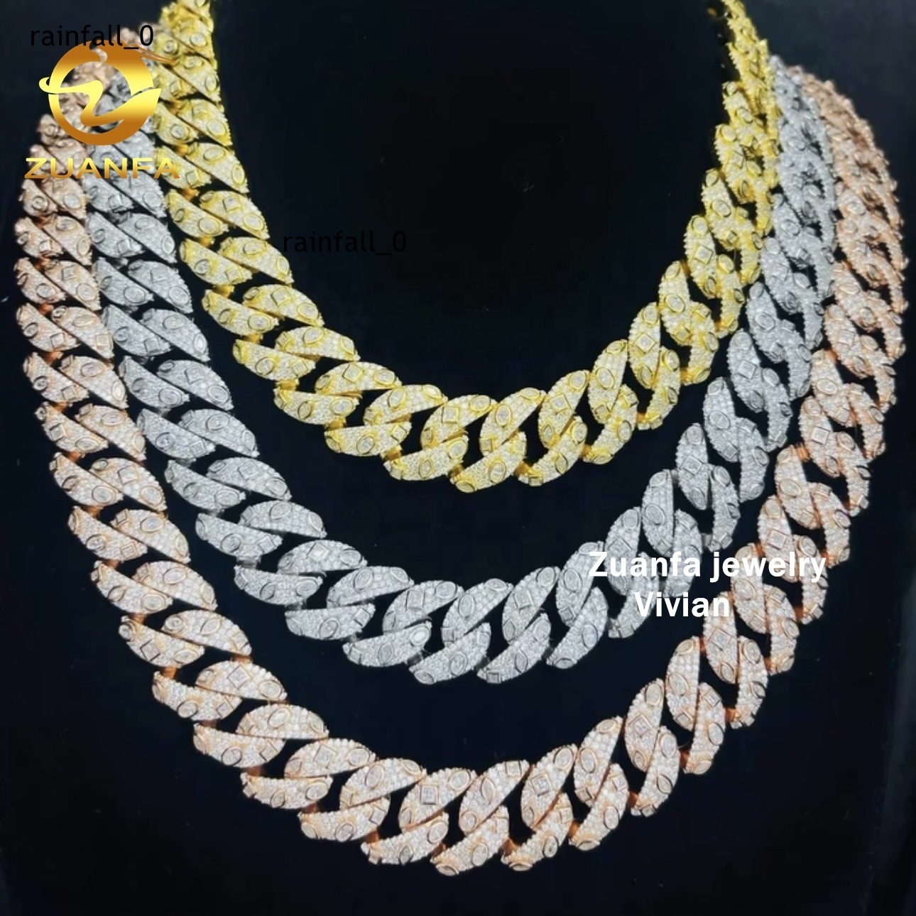 Sterling Silver 925 Moissanite Hip Hop Jewelry 18MM VVS Moissanite Diamond Cuban Link Moissanite Iced Out Necklace