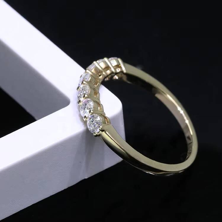 Custom Pure 18K 14K 10K 9K Real Yellow Gold Engagement Band Ring Round Brillant Cut D VVS1 Moissanite Wedding Ring for Women