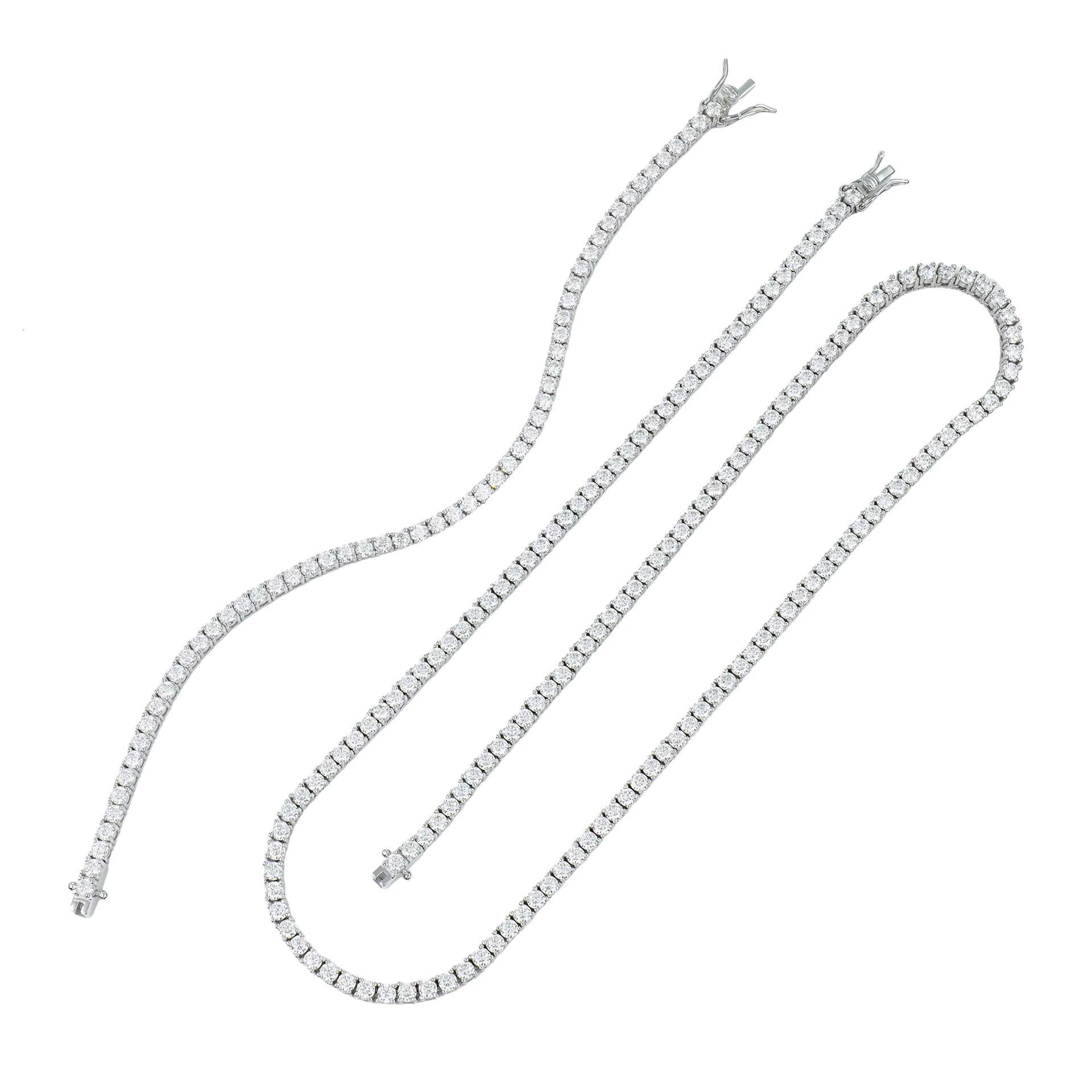 High quality Custom gold fashion stainless steel jewelry Iced out Tennis Chain Necklace and Bracelet