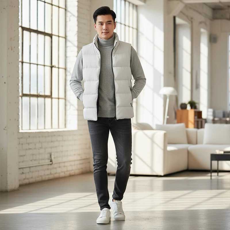 Mens Vest Autumn and Winter New Warm Cotton Waistcoat Vest Korean Style Fashion Joker Fashionable Sleeveless Jacket Top W251029