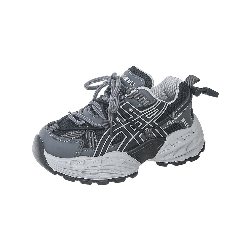 New design Shoes Children's Shoes Sports Shoes 2025 Spring and Autumn New Style Leather Mesh Breathable Boys' soft-soled Girls' Shoes T