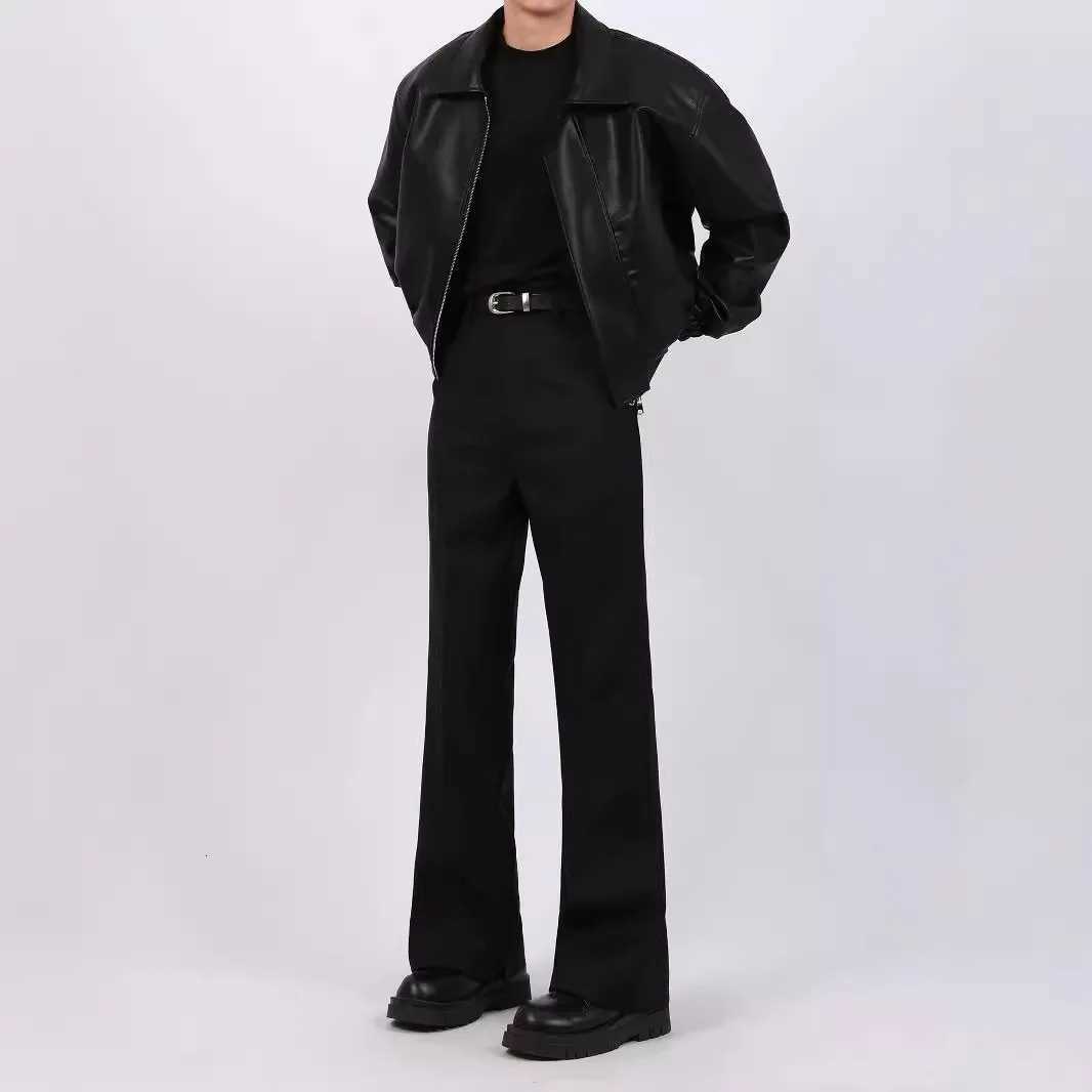 Autumn Highend Lapel Jackets for Men Loose Lapel Zipper Korean Fashion Ins Casual Short Motorcycle Leather Jacket Coat MenT251029