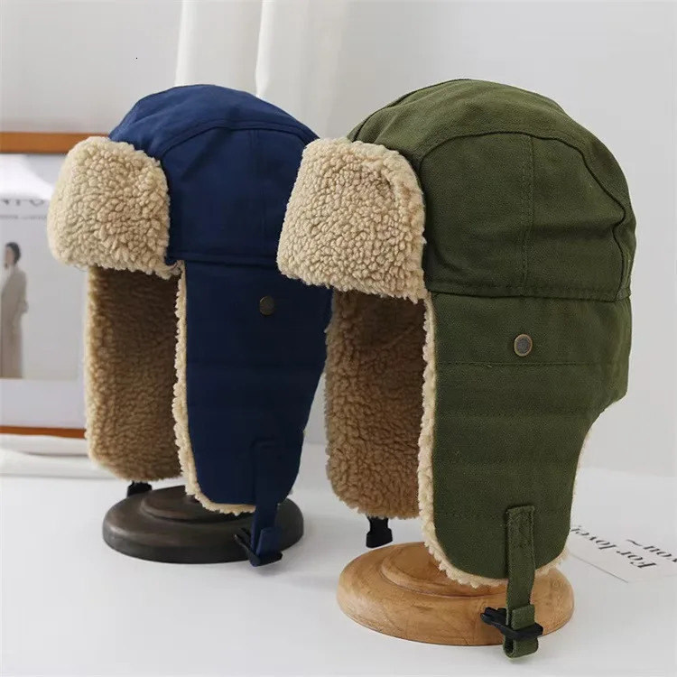 Unisex Winter Hats with Ear Flaps Cotton Trapper Hat Windproof Ski Cap Buckle Closure Ushanka Outdoor 251029