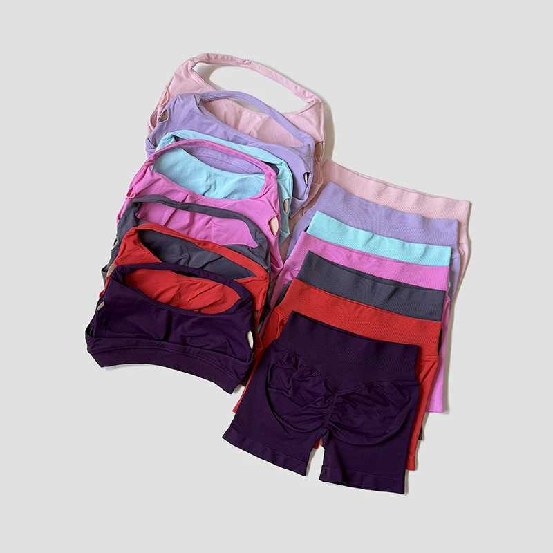 2 Piece Yoga Set Sportswear Woman Gym Halter Bra Shorts Activewear Pilates Clothes Sports Workout Fitness SuitXJ251029