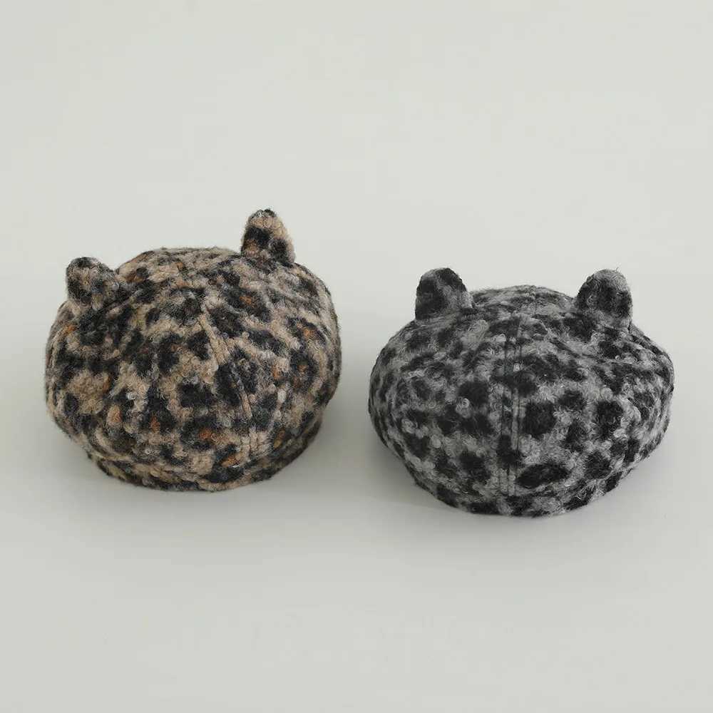 2025 Autumn Winter Leopard Print Warm Rabbit Fur Octagonal Hats For Baby Boys Gilrs Berets Painter Hat Beanie Caps251028