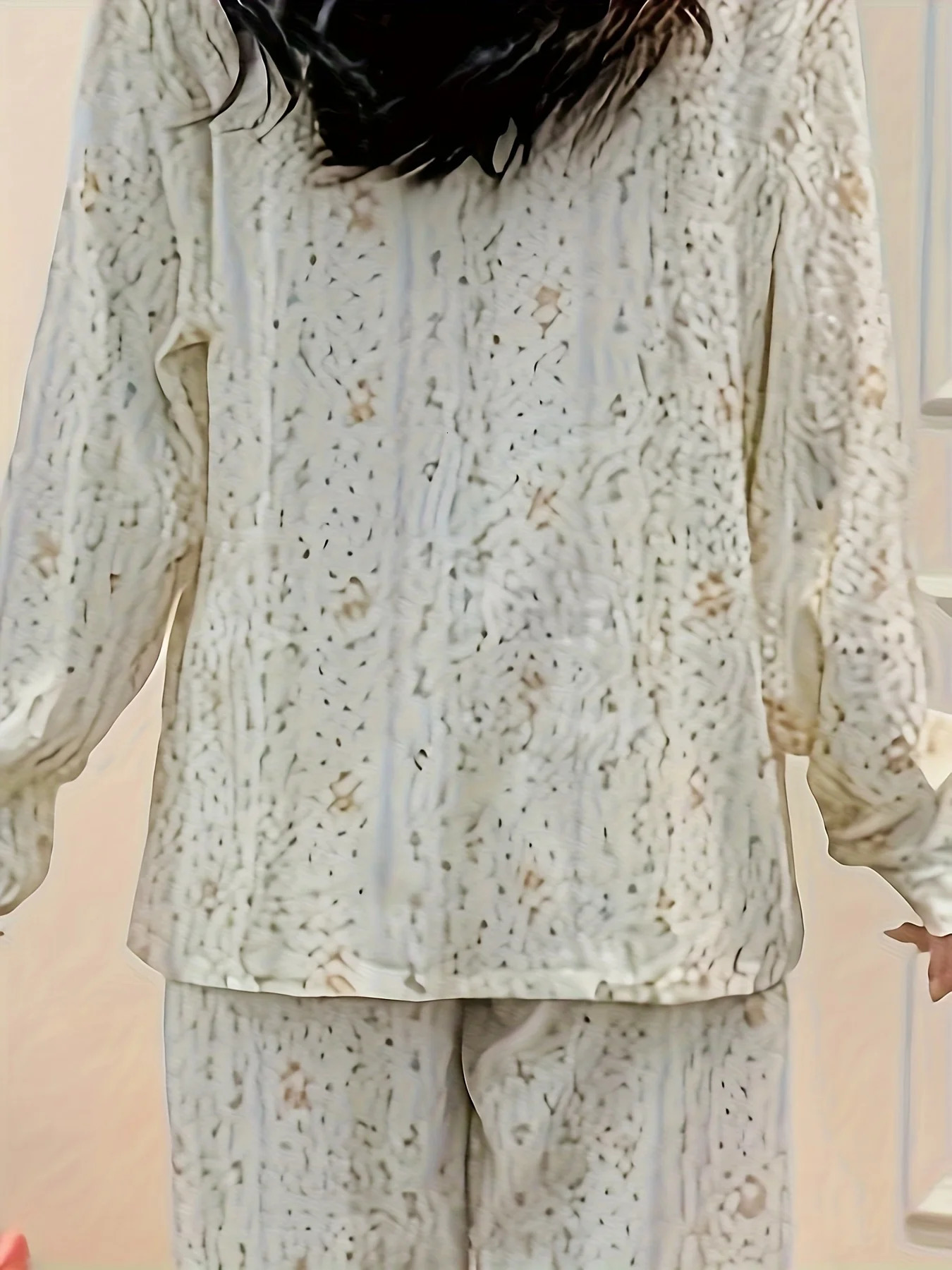 Womens AutumnWinter LongSleeve Pajama Set Light Green Floral Pajamas with Lovely Cartoon Patterns Gentle Simple Casu 251029