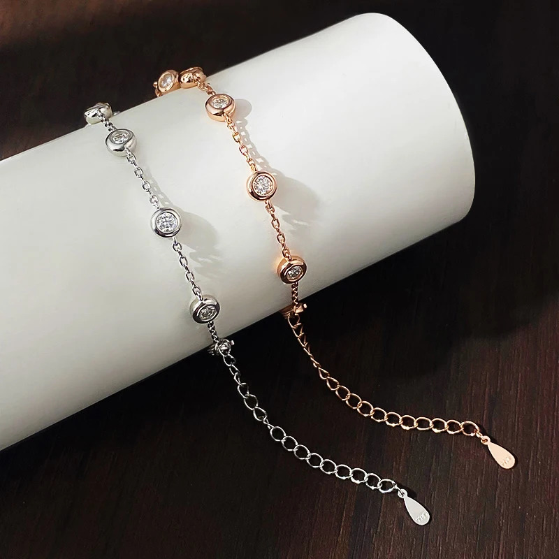 KNOBSPIN m D Color Bracelets for Women 1421cm Adjustable Chain GRA Certified s925 Sterling Silver Bubble Bracelet 251028