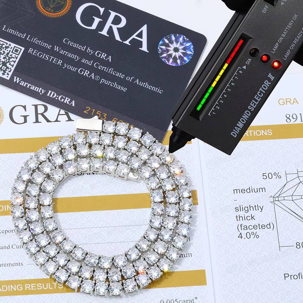 NUOYA Custom 345MM Moissanite Tennis Bracelet GRA Certificate D Color VVS 925 Sterling Silver Tennis Chain Jewelry for Women