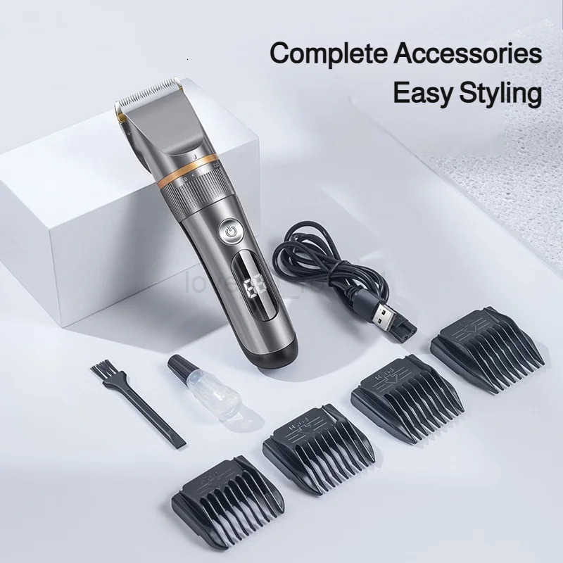 Professional Hair Clipper Set Electric Hair Trimmer with Limit Comb LED Digital Display USB Rechargeable Hair Care Tools Z251029