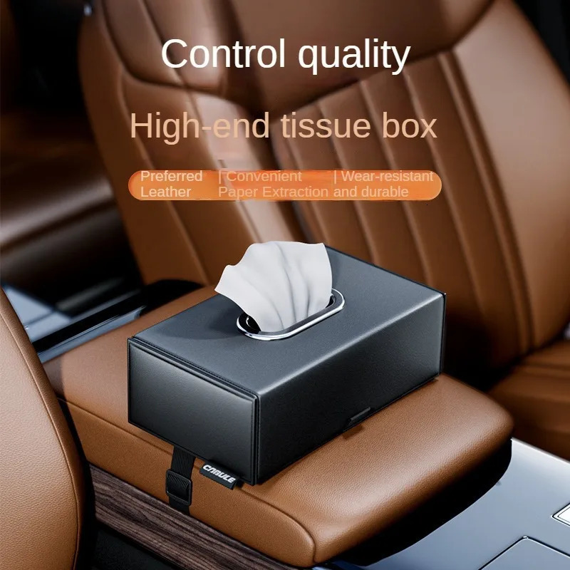 1pc PU Leather Car Tissue Box Elegant Stitching Durable Armrest Organizer Compact Efficient Space Use 251029