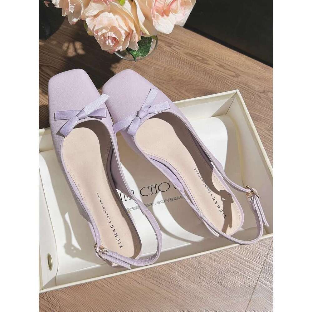 Women's 2025 Summer New Style Designer Shoe Gentle Temperament Fairy Style Peep-Toe Backless Chunky Heel Mary Jane High Heel Sandals