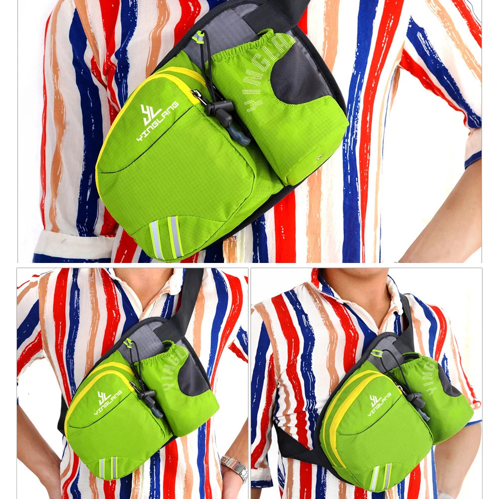 Waist Bag with Water Bottle Holder Hip Bum Bag Zipper Pocket for Running Cycling Traveling Walking Not Included Water Bottle 251021