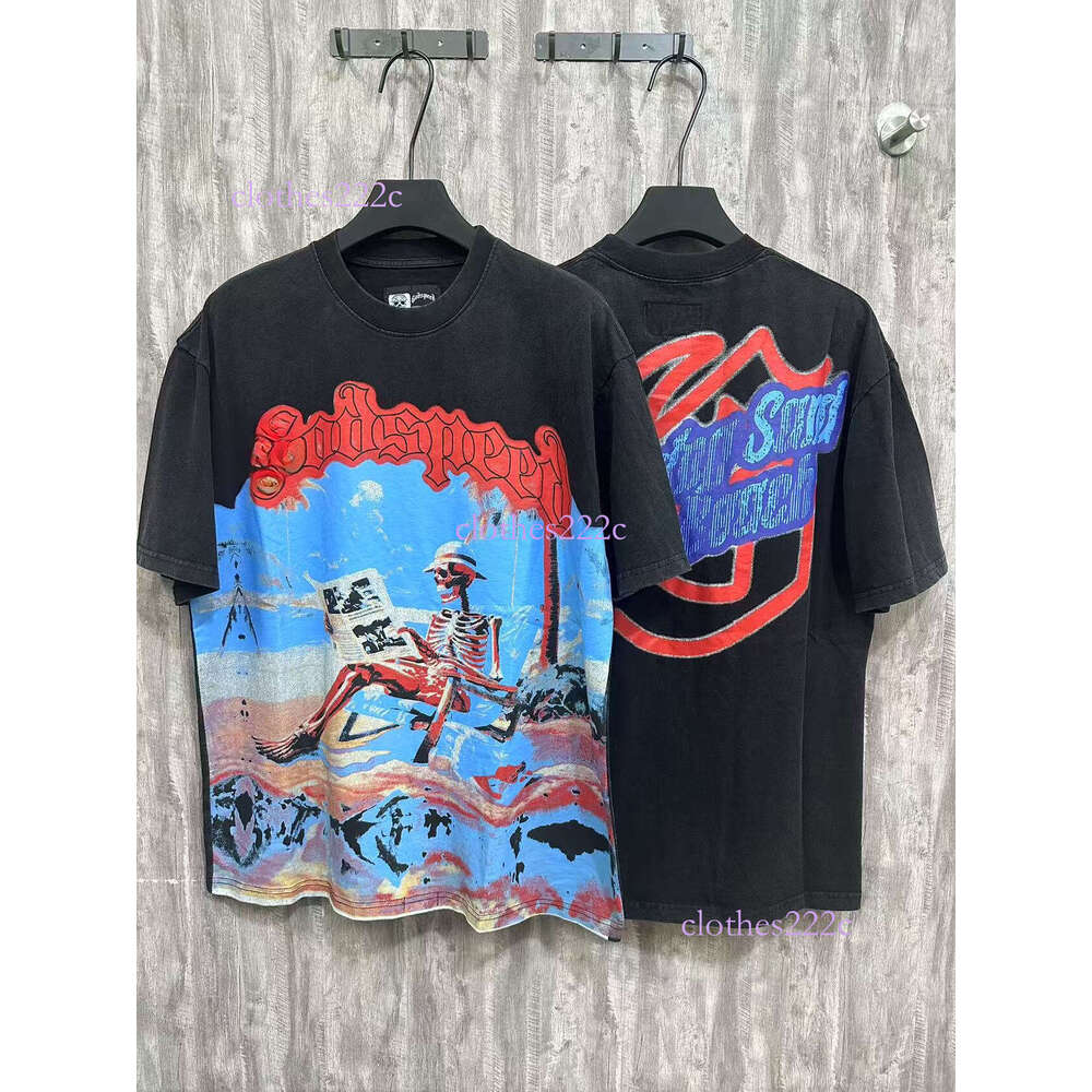 High Version Men's Loose Printed Short Sleeve Niche Fashion High-End Feel Pure Cotton T-Shirt